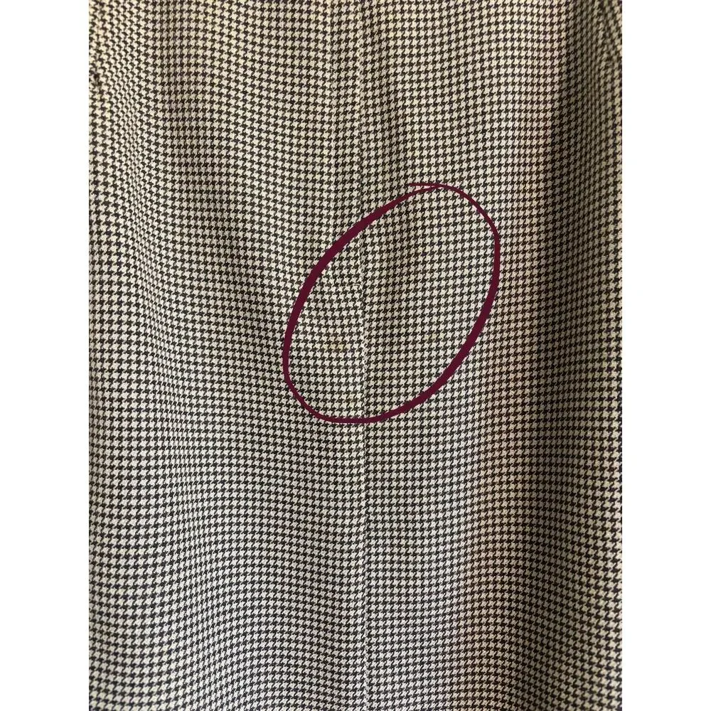 VTG Worthington Houndstooth Tweed Belted Midi Pencil Skirt Brown Beige Size 16 - Picture 4 of 12